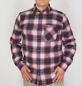 Mens Jack Wolfskin Light Valley 1402741 Port Wine Checks Long Sleeved Shirt